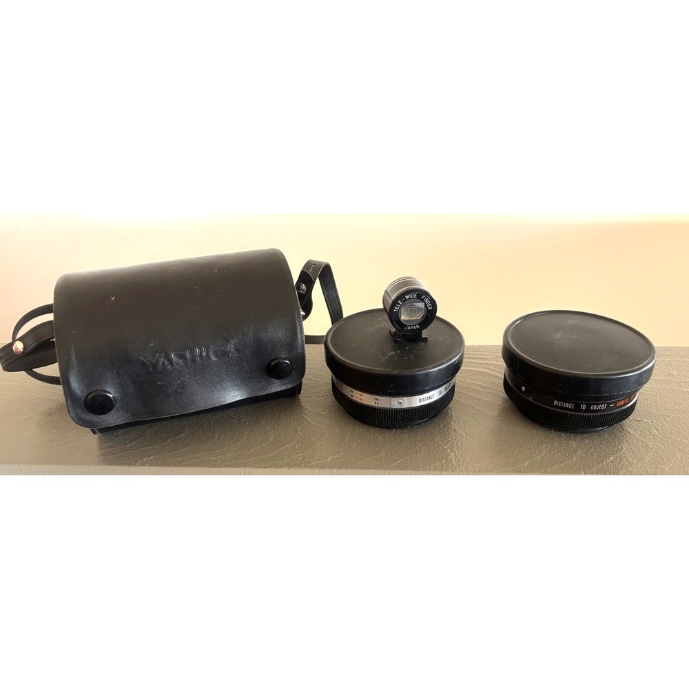 Yashica Camera Aux Lens Set Telephoto, Wide-Angle, Tele-Wide Finder w Case Japan